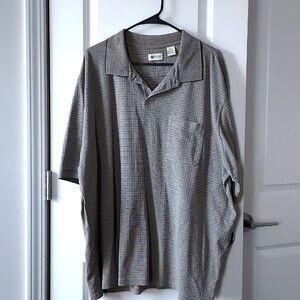 Haggar short sleeve button-up tee xxl brown black
